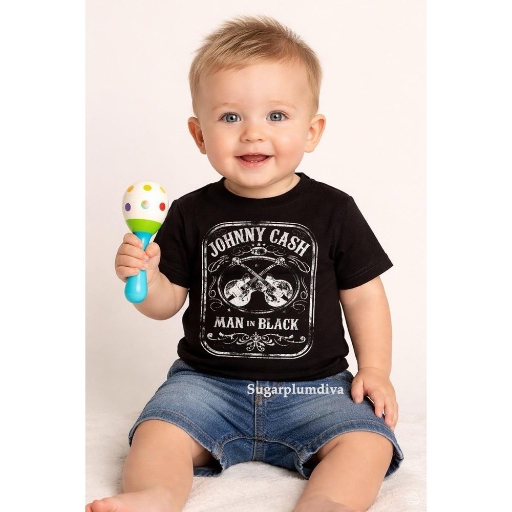 Cash Johnny Cash "Man in Black" Graphic T-shirt 12 months Black Music Babycore